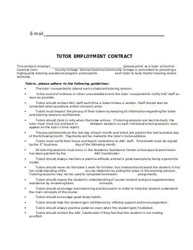 FREE 6  Tutor Employment Contract Samples in PDF MS Word