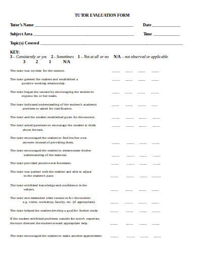 tutor evaluation form in doc