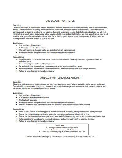 FREE 8 Tutor Job Description Samples In PDF MS Word