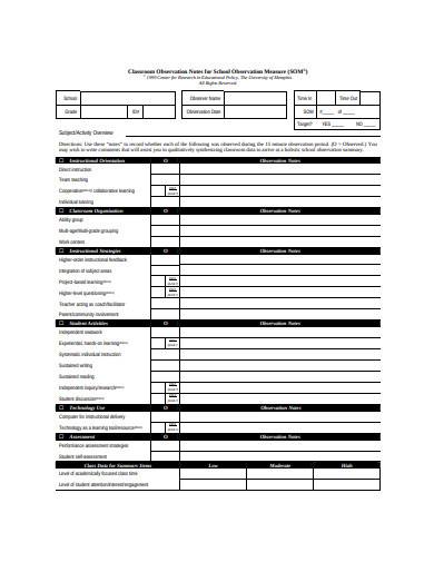 tutor observation form in pdf