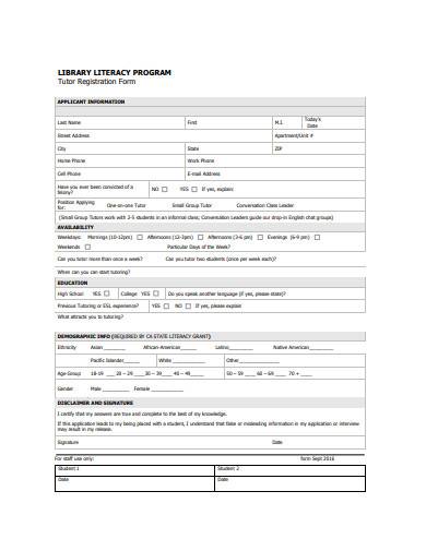tutor registration form