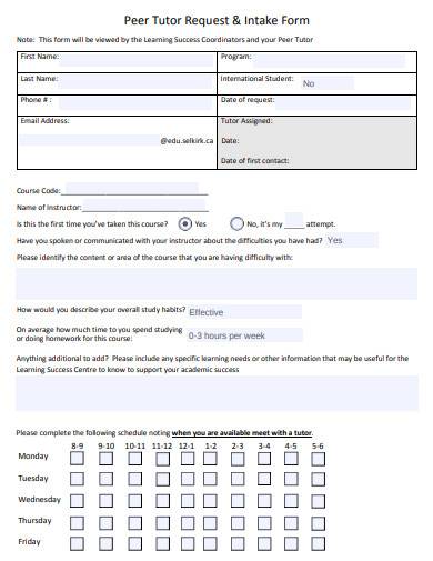 tutor request intake form