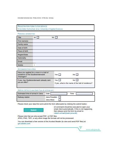 tutor service registration form sample
