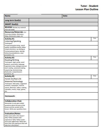 tutor student lesson plan