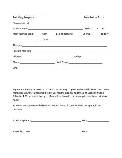 FREE 10 Tutoring Permission Form Samples In PDF MS Word