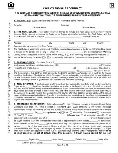vacant land sales contract agreement template