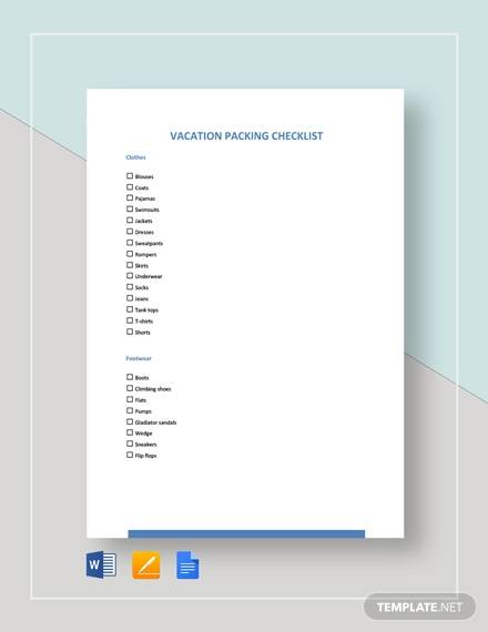 Packing Checklist - 11+ Free Word, PDF Documents Download