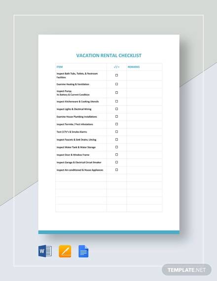 vacation rental checklist template