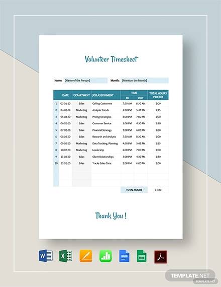 volunteer timesheet template