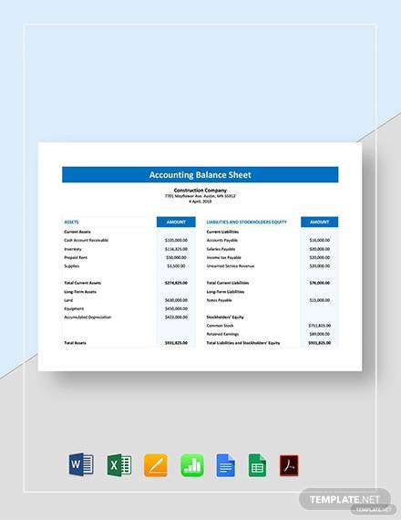 accounting balance sheet template