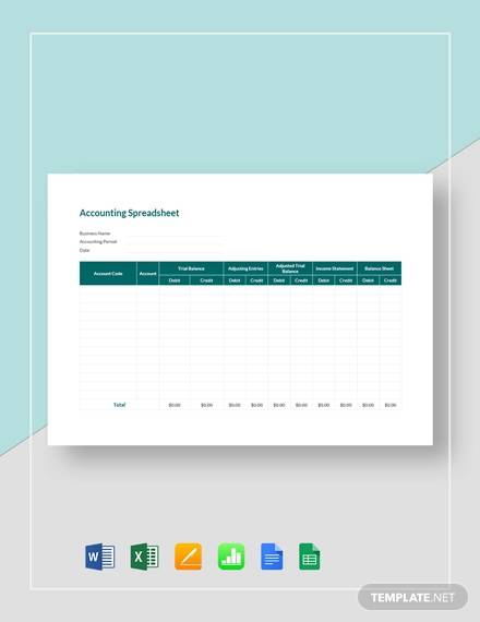 accounting spreadsheet template