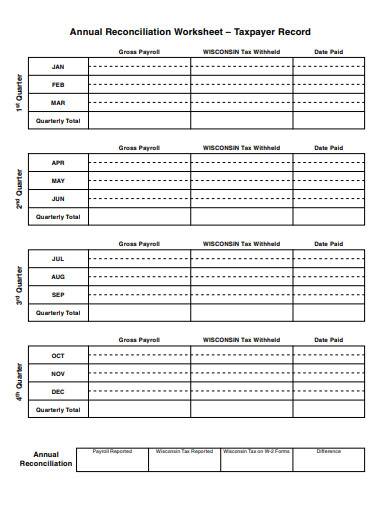 annual reconciliation worksheet