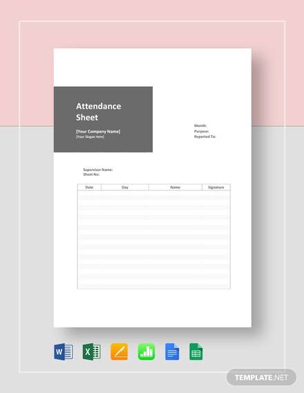 Free printable attendance chart roster template templates for mac 10