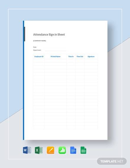 attendance sign in sheet template