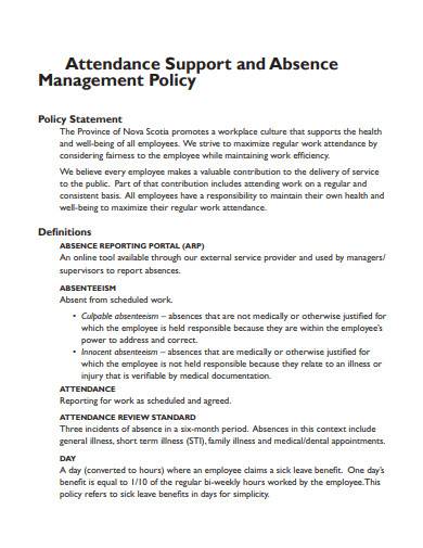 FREE 10 Attendance Management Policy Samples In PDF MS Word