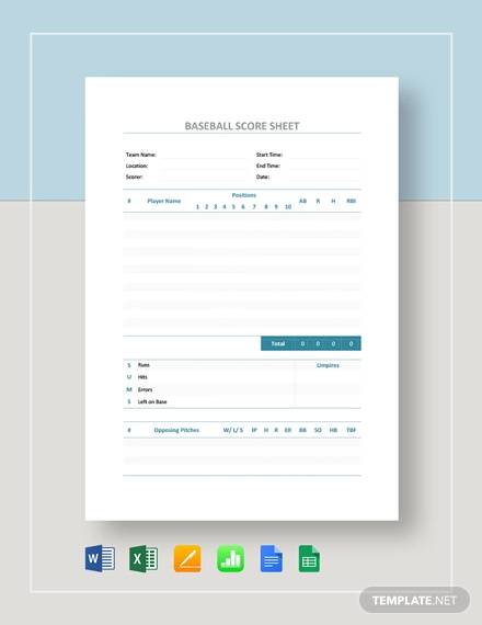 baseball score sheet template