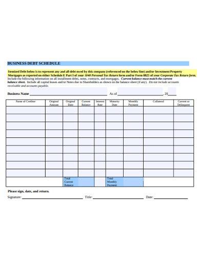 Free Debt Schedule Template Printable Templates