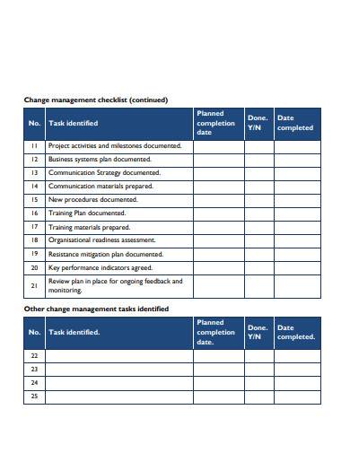 basic change management checklist