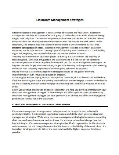 basic classroom management strategies