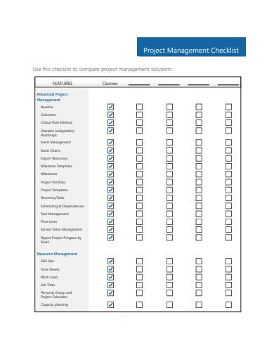 basic project management checklist sample
