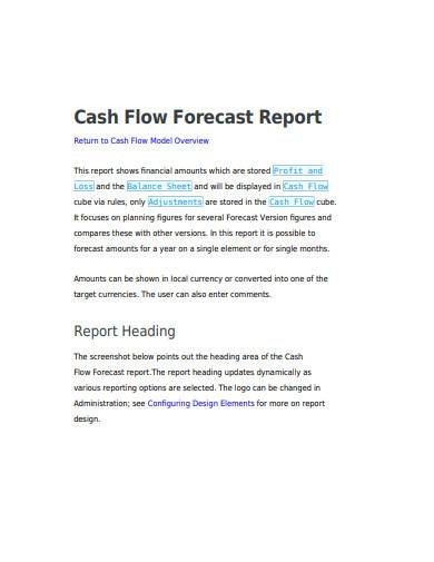 cash flow forecast report