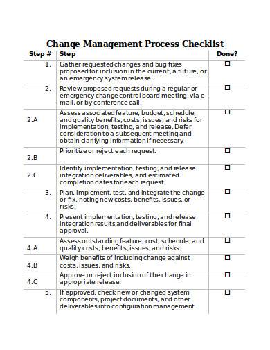 change management process checklist