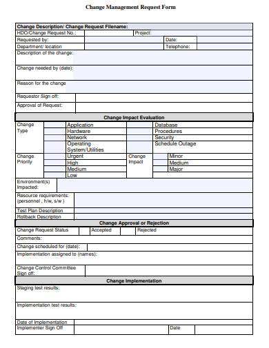 change management request form sample