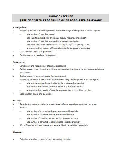 checklist justice system processing of drug