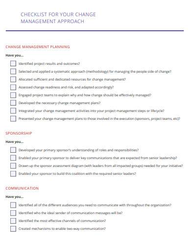 checklist for change management approach