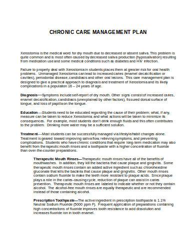 Printable Chronic Care Management Care Plan Template