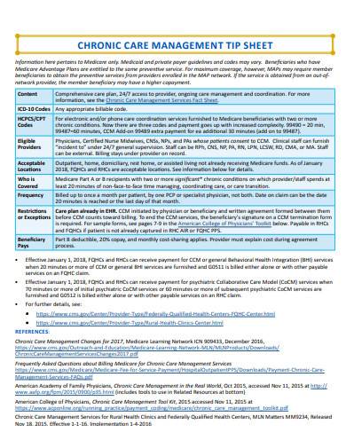 chronic care management sheet