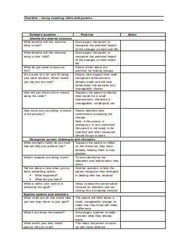 coaching skills checklist in doc