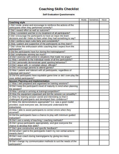 coaching skills checklist