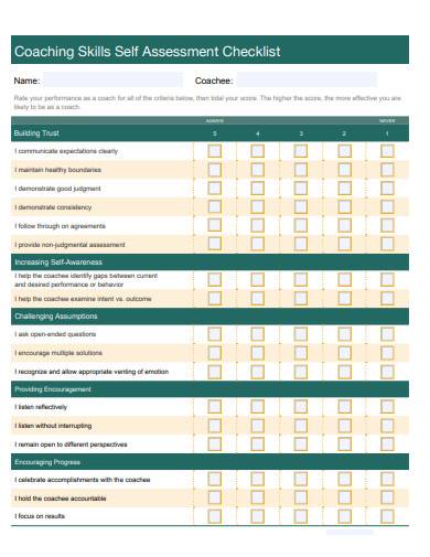 coaching skills self assessment checklist