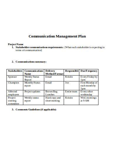 FREE 5+ Communication Management Plan Samples in PDF | DOC