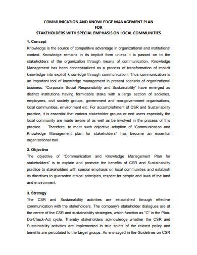 communication and knowledge management plan