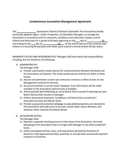 condominium association management agreement