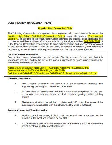 construction management plan in pdf
