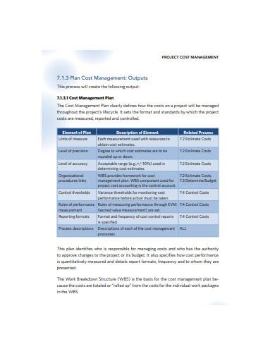 cost management plan in pdf