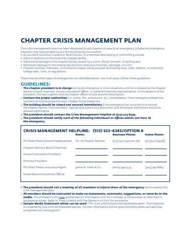 crisis management plan template
