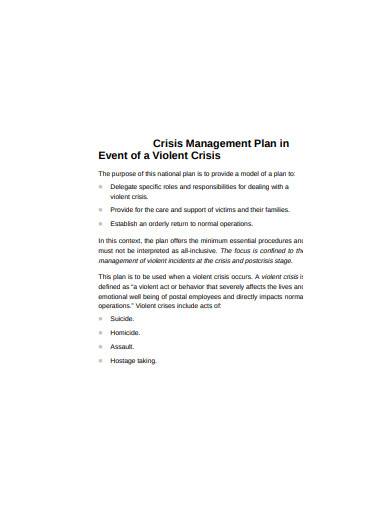 crisis management plan in event