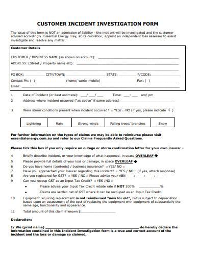 customer incident investigation form