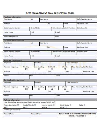 debt management plan application form