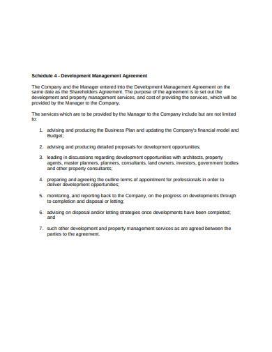 development management agreement example