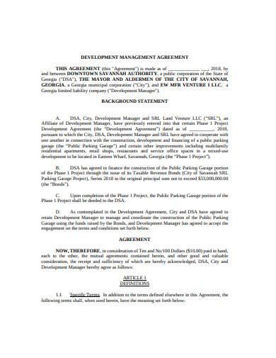 development management agreement in pdf