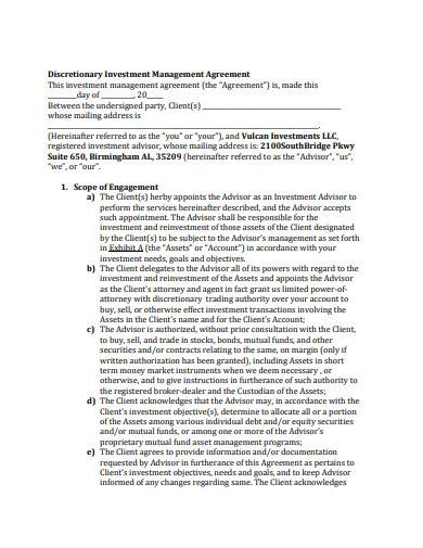 discretionary investment management agreement
