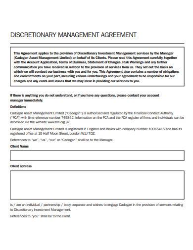 discretionary management agreement