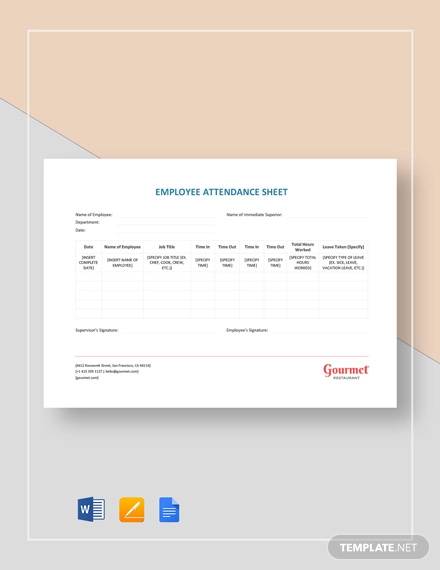 employee attendance sheet template