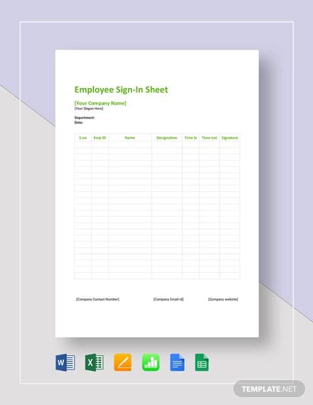 employee sign in sheet template