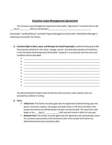 exclusive lease management agreement